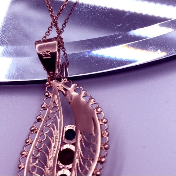 Esmeralda Strawberry Gold Emerald Rhodolite Garnet Necklace - Picture 6 of 6